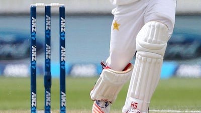 Pakistan's Babar Azam hits against New Zealand during a Test match at Seddon Park in Hamilton, New Zealand, on November 27, 2016. Michael Bradley / AFP