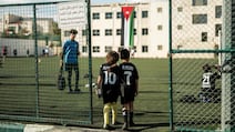 Young players at a football academy in Amman, Jordan. AFP