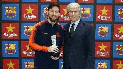 Lionel Messi, left, alongside Ramon Alfonseda, who has been of the ABJ chairman for 14 years. Courtesy Andy Mitten