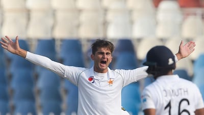 Pakistan's Shaheen Shah unsuccessfully appeals for leg before against Sri Lanka's Oshada Fernando. AFP