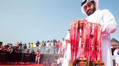 Medals to be awarded at Ironman Dubai on Friday. Leslie Pableo for The National