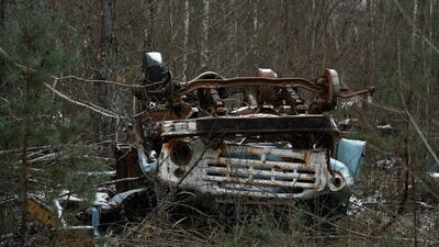 An abandoned car in the ghost town of Pripyat, not far from Chernobyl nuclear power plant. AFP