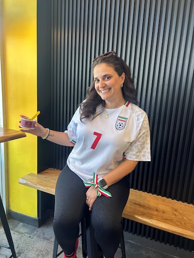Mahshid Mazooji had an icecream at Saffron & Rose ice cream parlor before heading to the stadium. Jihan Abdalla/The National