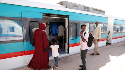 Passengers prepare to ride on a Khartoum train heading to the north of the capital. According to media reports, the Sudanese government inaugurated two Khartoum train lines on 21 November connecting the centre of the capital with areas in the north and south in order to address a public transport crisis. EPA