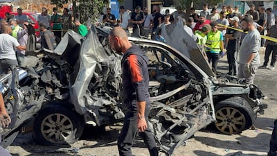 An Israeli army drone targeted a vehicle on the Toul road in Nabatieh, southern Lebanon. Getty Images