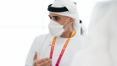 Sheikh Khaled tours the Youth pavilion at the world's fair.