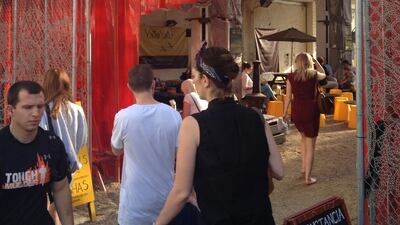 A popup branch of Yalla Yalla, a Lebanese street food company, in Shoreditch. Jose Berengueres for The National