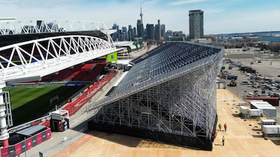 Temporary structures at the BMO Field in Toronto, Canada. AFP