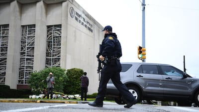 The Tree of Life Synagogue in Pittsburgh on October 28, 2018, after a shooting there left 11 people dead. AFP