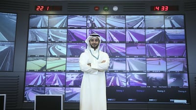 Saeed Al Muhairi is a busy man this time of year. As the circuit manager of the F1 race track on Yas Island he has to make sure that everything is running smoothly. He is seen here inside the race control room. Lee Hoagland / The National