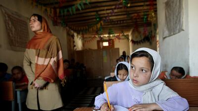 Sir William heads the Turquoise Mountain Foundation charity in Kabul, one strand of which helps children with literacy and numeracy skills. Sammy Dallal / The National