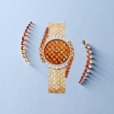 Piaget is embracing bold glamour with statement cuff watches and richly detailed designs that draw on the maison’s storied jewellery heritage. Photo: Piaget