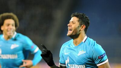 Zenit St Petersburg's Hulk celebrates after scoring against Lyon on Tuesday night in his team's Champions League win. Olga Maltseva / AFP / October 20, 2015