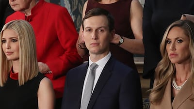 Ivanka Trump, left, Jared Kushner, centre, and Lara Trump attend the State of the Union address in the US House of Representatives on February 4, 2020, in Washington, DC. Getty