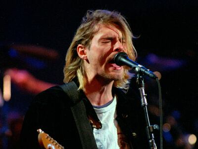 Kurt Cobain performs in Seattle in 1993. AP