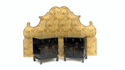 A bed board and lacquered bedside tables ($2,400- 3,600). Photo courtesy: Artcurial