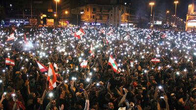 Demonstrators take part in an anti-government protest in Beirut. Reuters