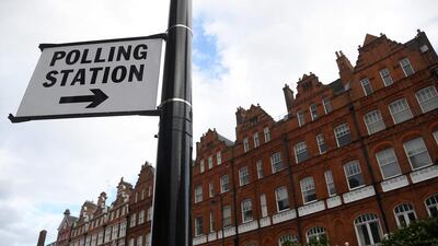 A polling station sign is seen ahead of the forthcoming general election, in London, Britain June 6, 2017. REUTERS/Toby Melville