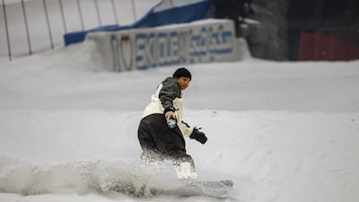 Amenah Al Muhairi during a training session at Ski Dubai.