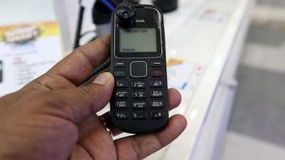 The Nokia 1280 on display at the Sharaf DG store in Ibn Battuta Mall in Dubai. Pawan Singh / The National