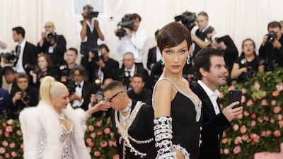 Model Bella Hadid arrives at the 2019 Met Gala in New York on May 6. EPA