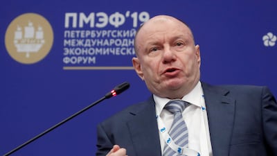 Vladimir Potanin attends a session of the St Petersburg International Economic Forum in Russia in 2019. Reuters