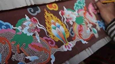 Students at the Woodwork and Thangka Training Institute spend five years learning Tibetan and Ladakhi techniques.