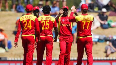 Zimbabwe secured their first win of the Cricket World Cup with a four wicket victory over the UAE. Hagen Hopkins / Getty