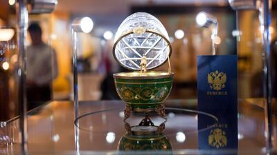 A Faberge egg worth US$1 million on display. Razan Alzayani / The National