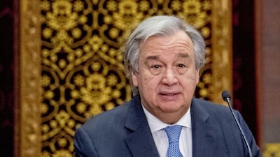 Secretary-General of the United Nations Antonio Guterres speaks in the Ridderzaal (Knights' Hall), during the closing ceremony of the Yugoslavia Tribunal (The International Criminal Tribunal for the former Yugoslavia (ICTY) in The Hague, The Netherlands, 21 December 2017. EPA/ROBIN UTRECH