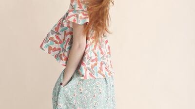 Khalifé mixes prints together to create a refreshing, rather than frenzied, ensemble. Courtesy Dina Khalifé