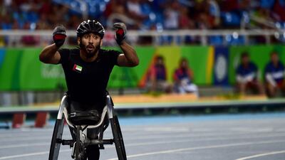 UAE's Mohamed Al Hammadi is racing in the final of the 100m T34 class sprint final on Monday. AFP