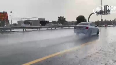 Ajman was hit by heavy rain. Photo: NCM