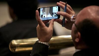 Guests attend a press conference announcing The National Space Programme on Tuesday at the InterContinental Hotel in Abu Dhabi. Silvia Razgova for The National