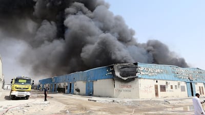 Crews in Sharjah battled several major blazes in the past week, including a blaze at a garden furniture warehouse that spread to 13 others. Pawan Singh / The National