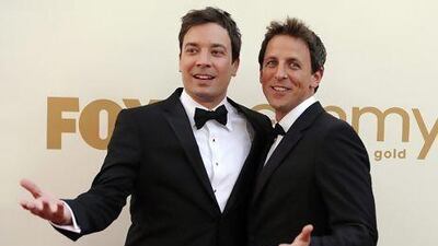 Jimmy Fallon, left, and Seth Meyers. AP