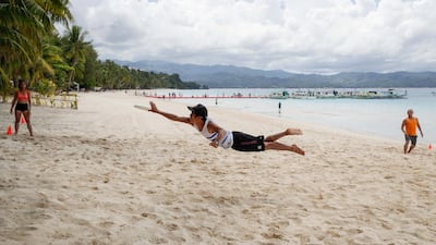 The Boracay Pirates Ultimate team practise on the beach.