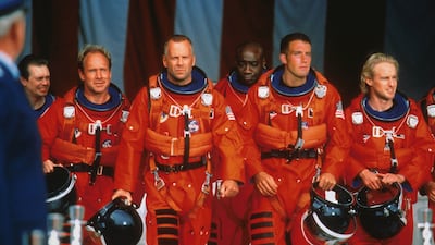 From left, Steve Buscemi, Will Patton, Bruce Willis, Michael Clarke Duncan, Ben Affleck and Owen Wilson in 'Armageddon'. Photo: Touchstone Pictures