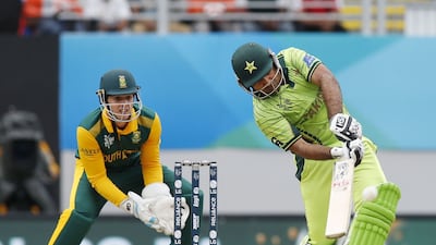 Sarfraz Ahmed bats against South Africa during the cricket World Cup in March 2015. Nigel Marple/ Reuters