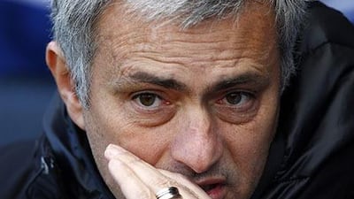 Jose Mourinho claims he did not utter a word to his Chelsea players at half-time. Tal Cohen / EPA