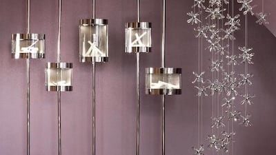 Jewel Suite chandelier and showcases. The New York Palace Hotel, has teamed with jewelry designer Martin Katz to create the Jewel Suite, a two-story, 5,000 square foot penthouse that costs $25,000 a night and houses up to six guests. Courtesy Northwood Hospitality