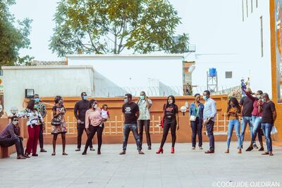 Follow The Money team in Nigeria held a brainstorming using technology tools to get feedback about Covid-19 funds. Courtesy CODE/Jide Ojediran