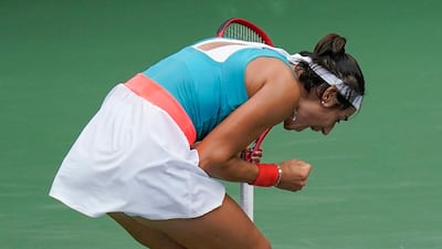 Caroline Garcia after defeating Karolina Pliskova. AP