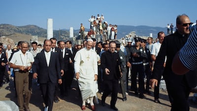 Pope Paul VI visiting the Basilica of St John in Ephesus, western Turkey, in July 1967. Getty Images
