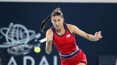 Sorana Cirstea defeated Maria Sakkari in straight sets at the Mubadala Abu Dhabi Open on February 7, 2024. Pawan Singh / The National
