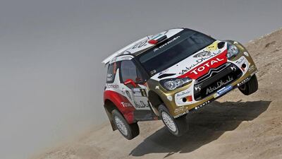 Sheikh Khalid Al Qassimi, in a Citroen DS3 RRC, did not have the pace to match Nasser Saleh Al Attiyah. Courtesy Kuwait International Rally