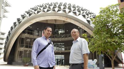 Jeff Appeldoorn, left, and his father Leen won the competition to witness the landing of Solar Impulse 2. Jeffrey E Biteng / The National
