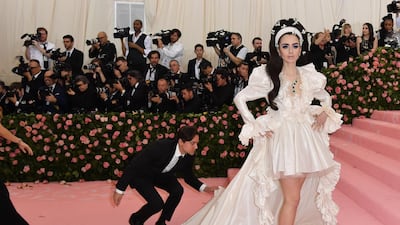 Actress Lily Collins arrives at the 2019 Met Gala in New York on May 6. AFP