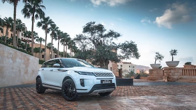 An Evoque at rest, before heading into the hills on a messy adventure.