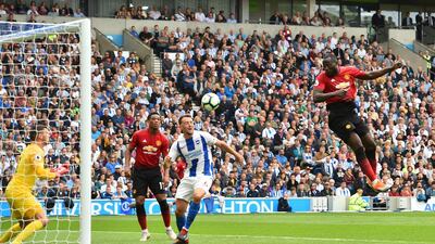 Romelu Lukaku scores Manchester United's first goal. AFP